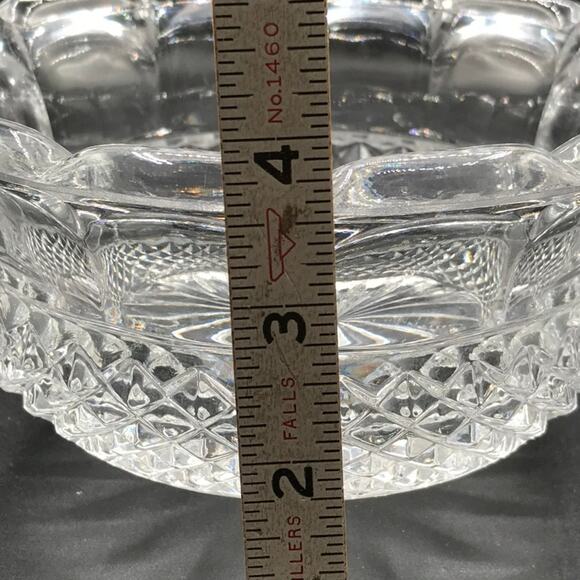 Vintage Crystal Candy Dish Scalloped Rim Diamond Pattern - Picture 6 of 9